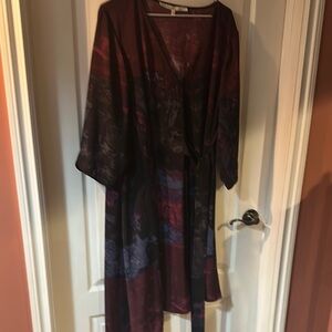 RACHEL Rachel Roy Burgundy and Black Midi Dress